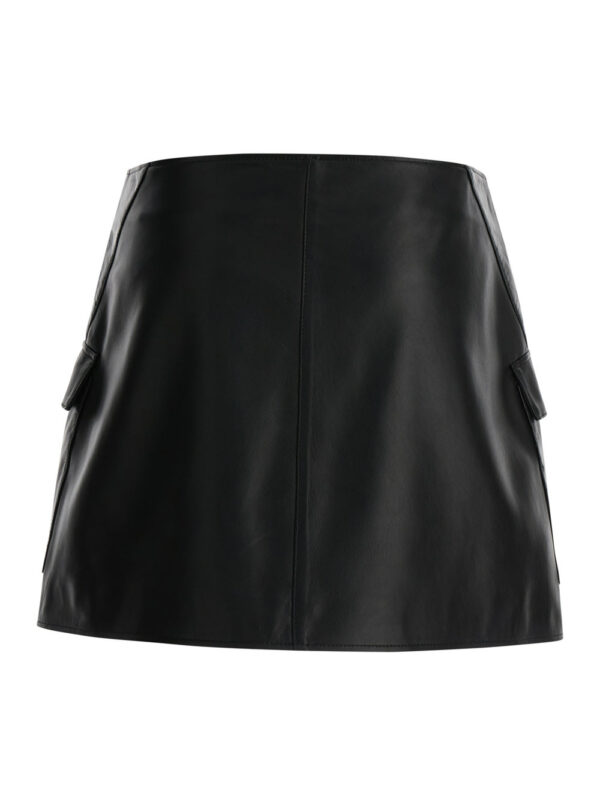 ARMA Black Wallet Skirt With Pockets In Leather Woman