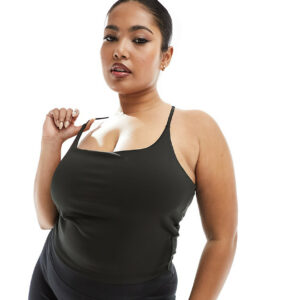 ASOS 4505 Curve Icon yoga cami crop top with inner bra-Black