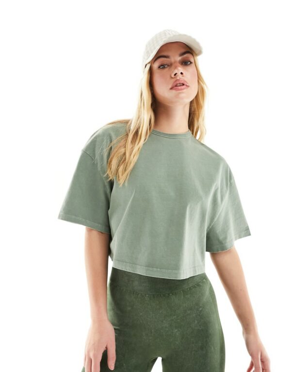 ASOS 4505 Icon crop t-shirt-Green