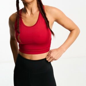 ASOS 4505 Icon longline scoop neck medium support sports bra in red