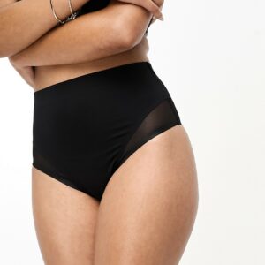 ASOS DESIGN Contouring medium control high waist brief in black