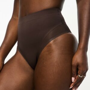 ASOS DESIGN Contouring medium control high waist brief in brown