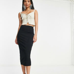 ASOS DESIGN Tall high waist midi pencil skirt in black