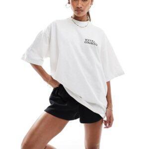 ASOS DESIGN Weekend Collective simple logo white t-shirt