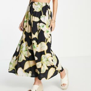 ASOS DESIGN full maxi skirt co-ord in bright tropical print-Multi