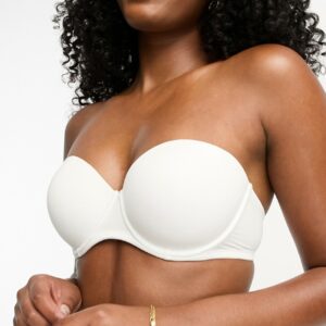 ASOS DESIGN microfibre moulded multiway strapless bra in white