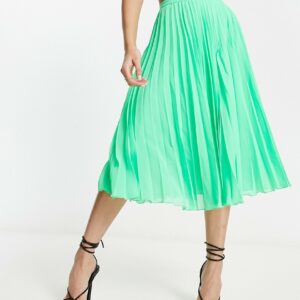 ASOS DESIGN pleated midi skirt in apple green