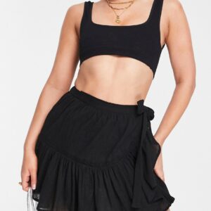 ASOS DESIGN rara beach skirt in black