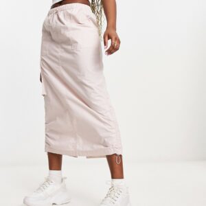 ASOS DESIGN side ruched cargo maxi skirt in pink