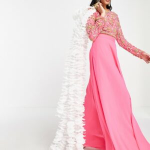 ASOS DESIGN soft maxi lehenga skirt in pink