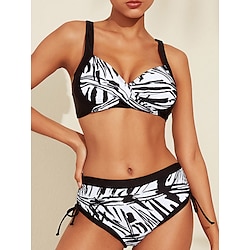 Abstract Art Criss Cross Bikini Swimsuit Set