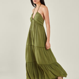 Accessorize Women's Halter Maxi Dress Green, Size: M