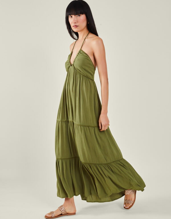 Accessorize Women's Halter Maxi Dress Green, Size: M