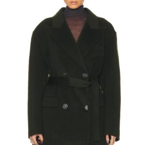 Acne Studios Belted Short Coat in Forest Green - Green. Size 40 (also in 36, 38, 42).