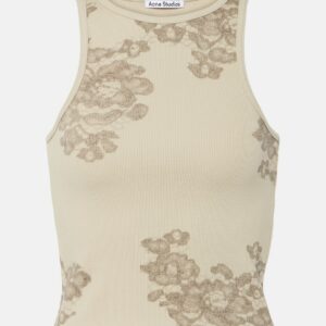 Acne Studios Printed ribbed-knit cotton-blend tank top