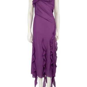 Acne Studios Purple Midi Ruffle Trim Slip Dress