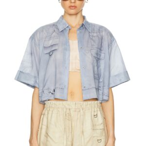 Acne Studios Shona Short Sleeve Cargo Top in Light Blue - Blue. Size 34 (also in 36, 38, 40, 42).