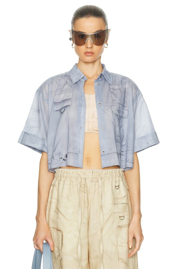 Acne Studios Shona Short Sleeve Cargo Top in Light Blue - Blue. Size 34 (also in 36, 38, 40, 42).