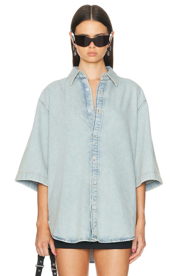 Acne Studios Short Sleeve Top in Indigo Blue - Blue. Size L (also in ).