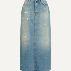 Acne Studios Women's Distressed Denim Maxi Skirt 10