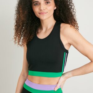 Active Black Colour Block Coord Crop Top