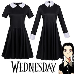 Adults' Wednesday Addams Dress Addams Family Women's Goth Gothic Flare Dress Movie Cosplay Costume Party Little Black Dress Masquerade