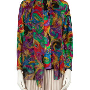 Akris Paisley Print Silk Blouse with Scarf