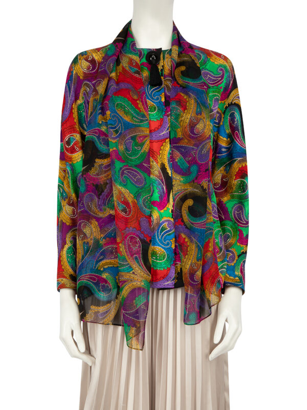 Akris Paisley Print Silk Blouse with Scarf