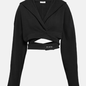 Alaïa Cropped cotton jersey hoodie