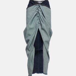 Alaïa Draped denim maxi skirt