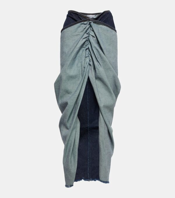 Alaïa Draped denim maxi skirt