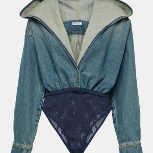 Alaïa Hooded denim bodysuit