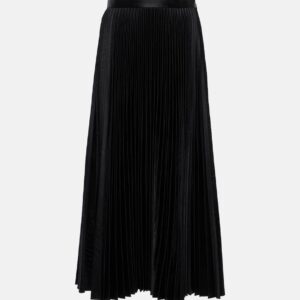 Alaïa Pleated croc-effect satin midi skirt