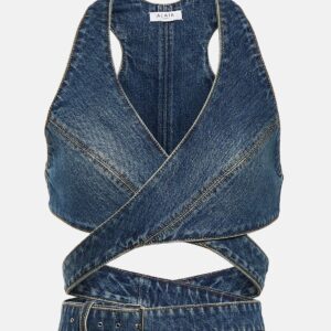 Alaïa Wrap-around denim bralette