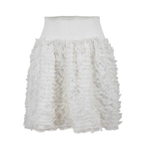 Ala�a White Elasticated Ruffle Layer Mini Skirt