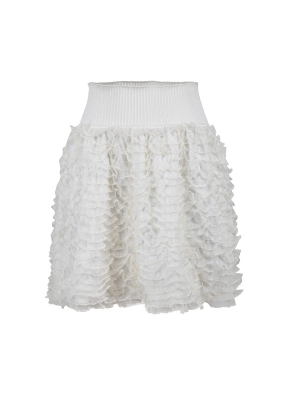 Ala�a White Elasticated Ruffle Layer Mini Skirt