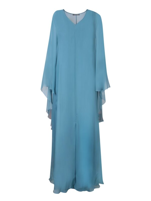 Alberta Ferretti Azure Chiffon Kaftan Dress