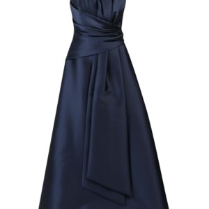 Alberta Ferretti Blue Strapless Long Maxi Dress Mikado With Draping On The Front In Polyester Woman