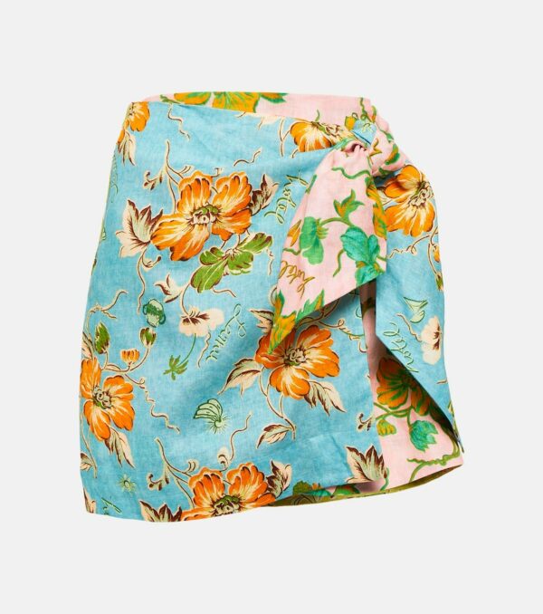 Alémais Mana floral patchwork linen wrap skirt