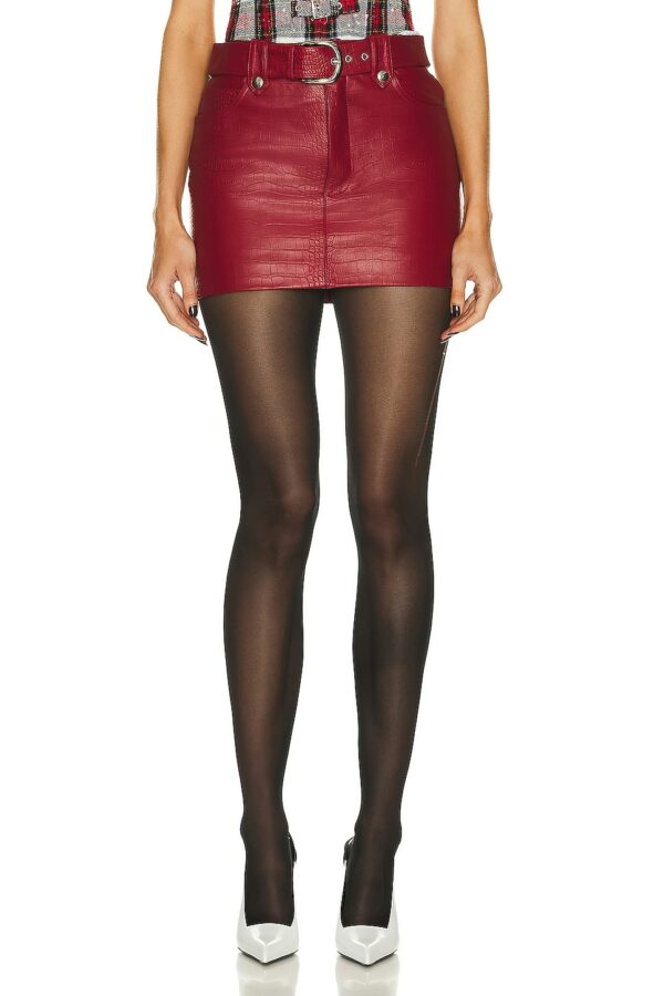 Alessandra Rich Croco Print Leather Mini Skirt in Red - Red. Size 36 (also in ).