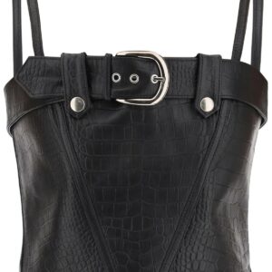 Alessandra Rich Croco-print Leather Bustier Top