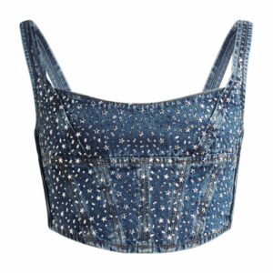 Alessandra Rich Denim Bustier Top