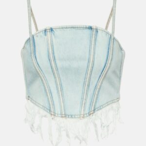 Alessandra Rich Distressed denim bustier