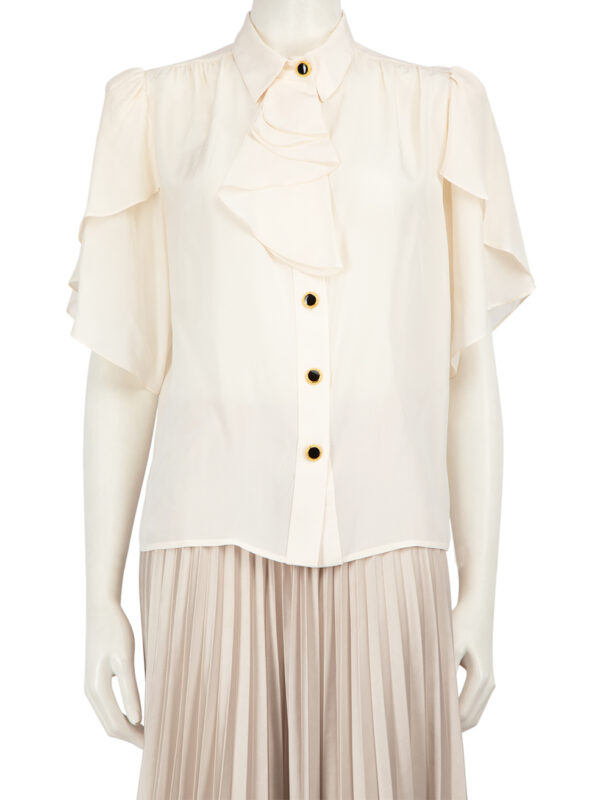 Alessandra Rich Ecru Silk Cr�pe De Chine Blouse