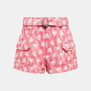 Alessandra Rich Heart-print high-rise denim shorts