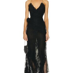 Alessandra Rich Lace Evening Dress in Black - Black. Size 36 (also in ).