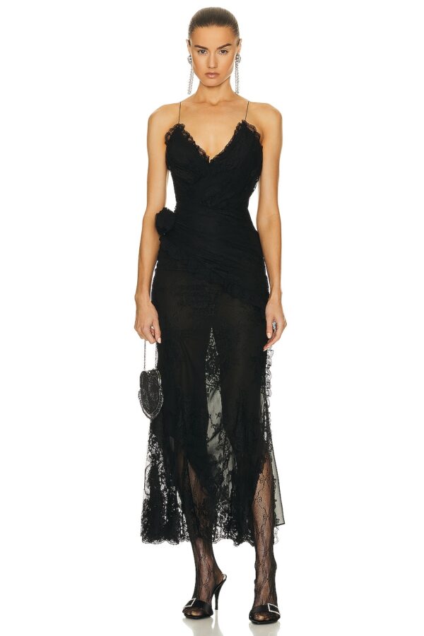 Alessandra Rich Lace Evening Dress in Black - Black. Size 36 (also in ).