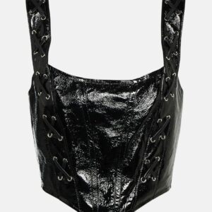 Alessandra Rich Leather lace-up bustier top