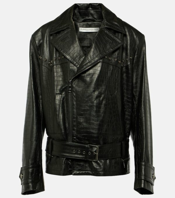 Alessandra Rich Studded leather biker jacket