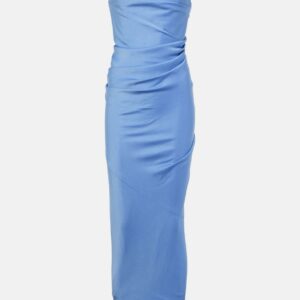 Alex Perry Draped strapless crepe midi dress